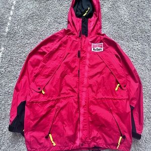 Vintage Marlboro Adventure Team Red Hooded Nylon Jacket Adult Size L